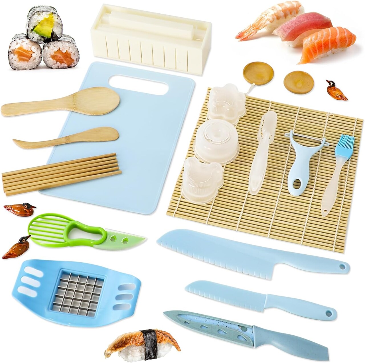 24 PCS Kids Kitchen Tools Set for Real Cooking, Montessori Toys for 4-15 Year Old Girls Boys, Kids Craft Kit for Sushi Making, Toddler Safe Knife Set Birthday Gift for 3 5 6 7 8 9 10 12 Years Old.